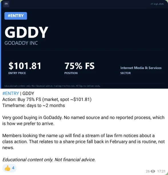 Telegram-bericht: Instap GDDY, 21 september